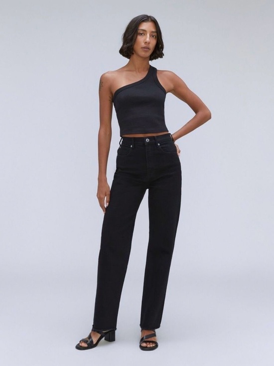 Everlane Denim - EVERLANE | The Way High Jean in Black | Raw Hem | Straight Leg | Size 27 Regular
